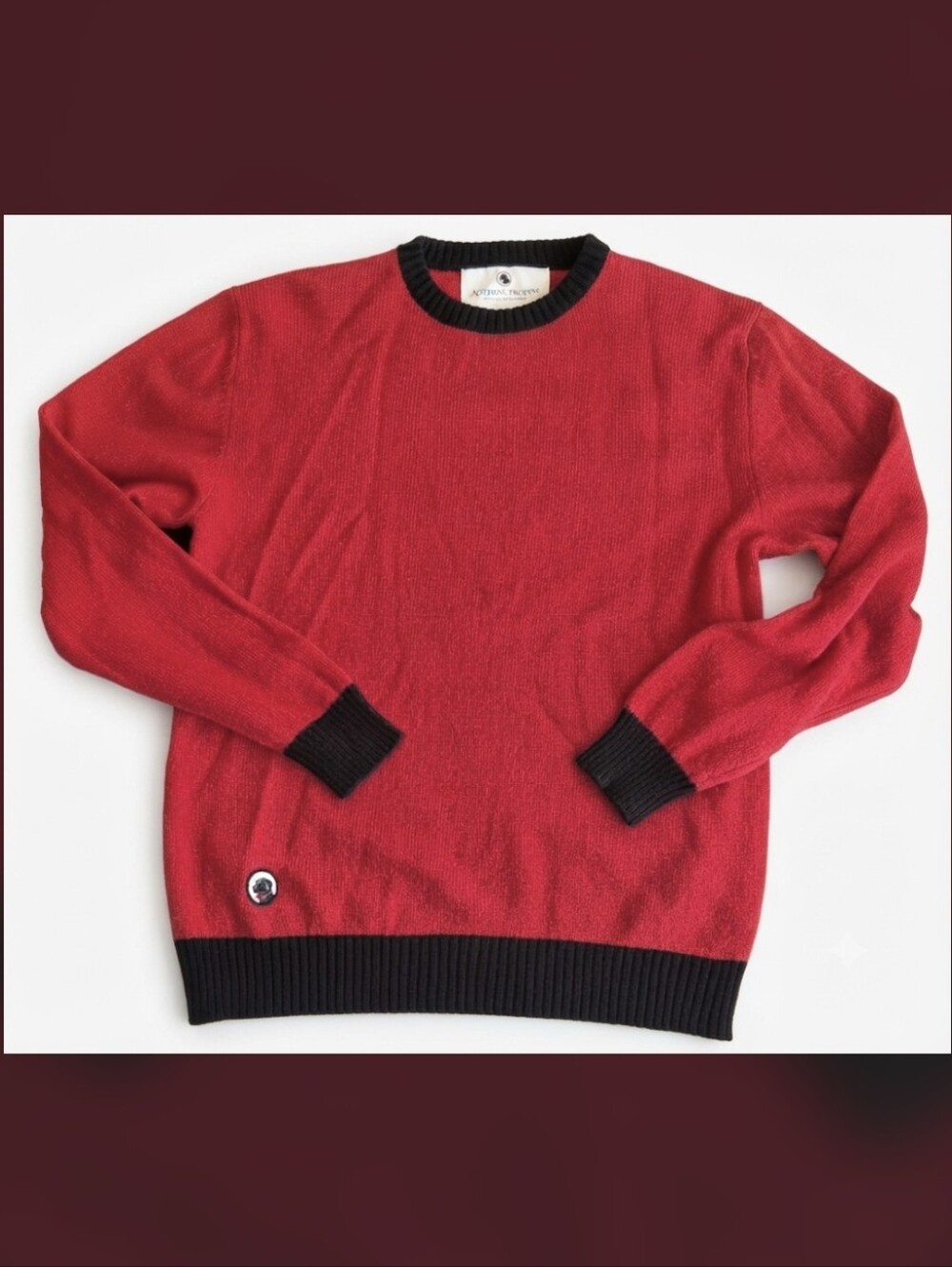 Southern Proper Red & Black Lambswool Sweater Medium Classic Preppy Cozy Knit